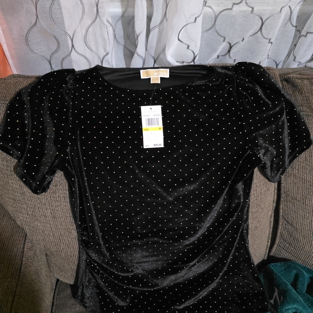 Michael Kors Black Dress with Gold Stud Accents